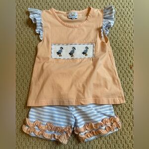 Busy Bees Smocks- crane shorts set